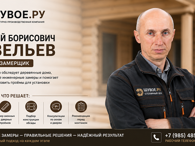 Алексей Борисович Павельев — эксперт-инженер Шувое.ру по обследованию деревянных домов, обсаде, подготовке проёмов и установке окон и дверей