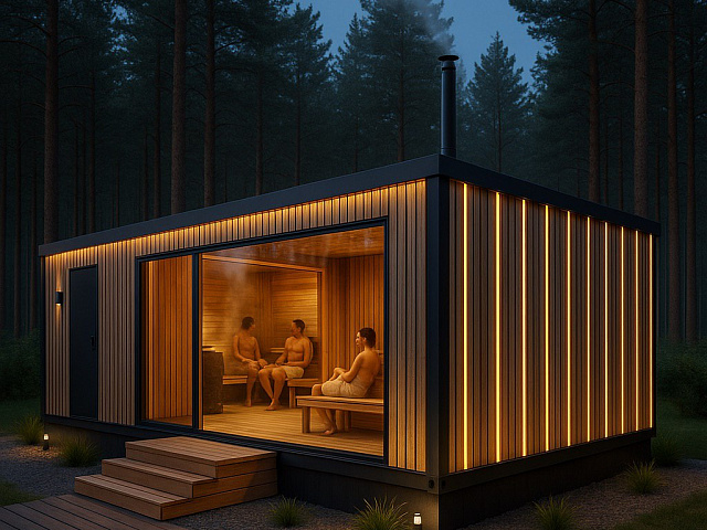 Модульная баня из морского контейнера 20 футов